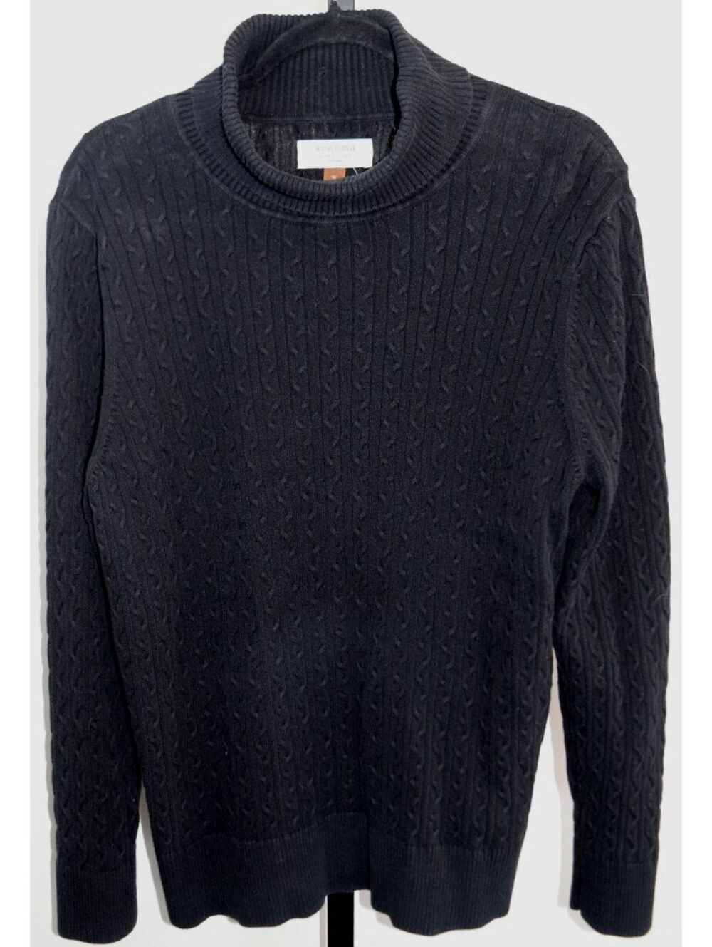 Sonoma Life Style Woman Cable Knit Crewneck Sweater Black Long Sleeve Plus 1X